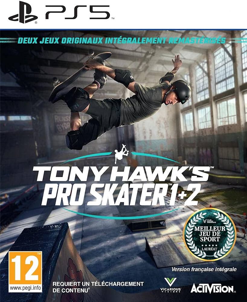 jaquette reduite de Tony Hawk's Pro Skater 1 + 2 sur Playstation 5
