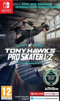 jaquette reduite de Tony Hawk's Pro Skater 1 + 2 sur Switch