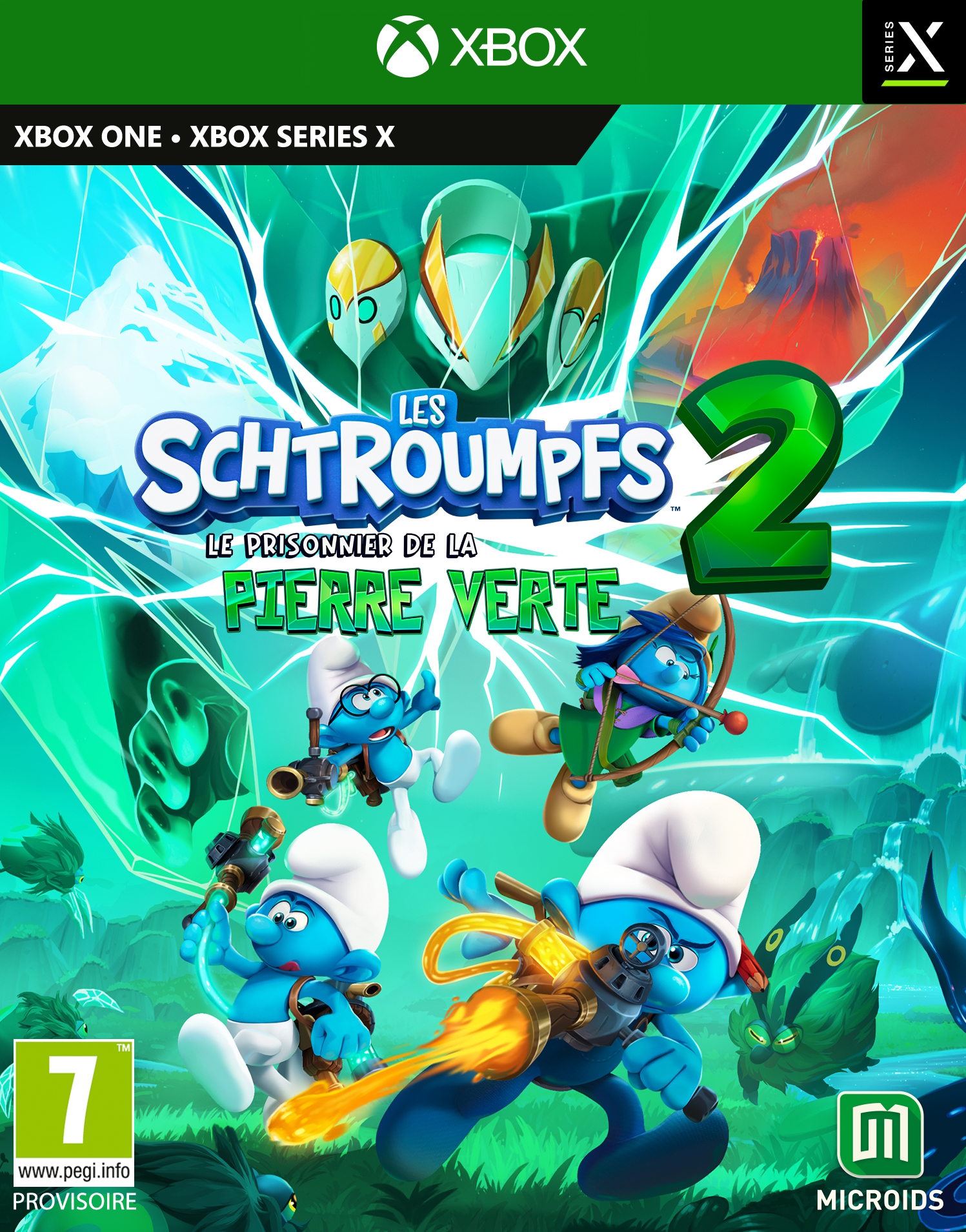 jaquette reduite de Les Schtroumpfs 2 - Le Prisonnier de la Pierre Verte sur Xbox Series